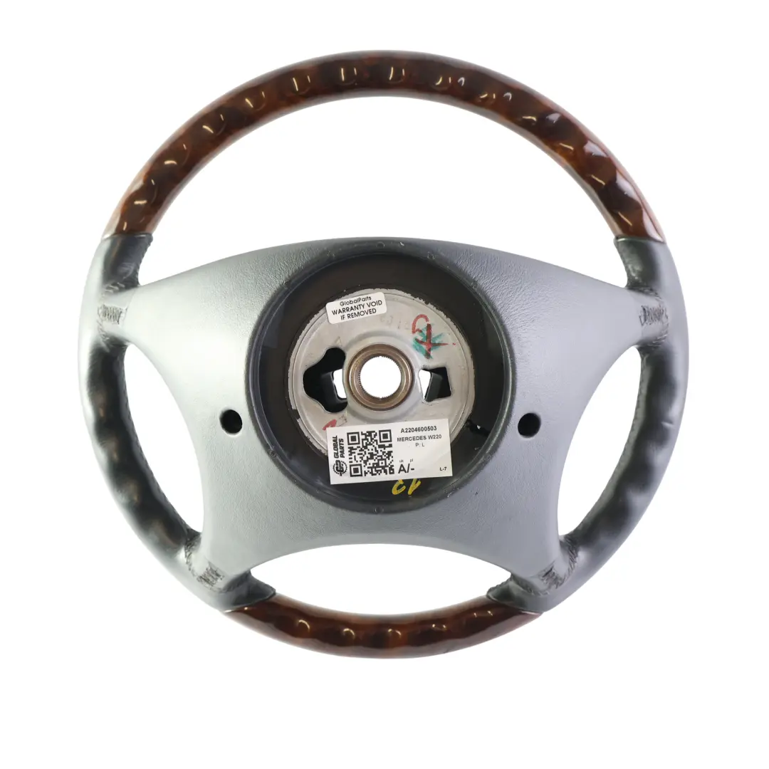 Burr Walnut Wood Trim Leather Steering Wheel to Mercedes C215 W220 with Part number A2204600503 Mercedes C215 W220 Burr Walnut Wood Trim Leather Steering Wheel - SKU A2204600503 - Part number A2204600503
