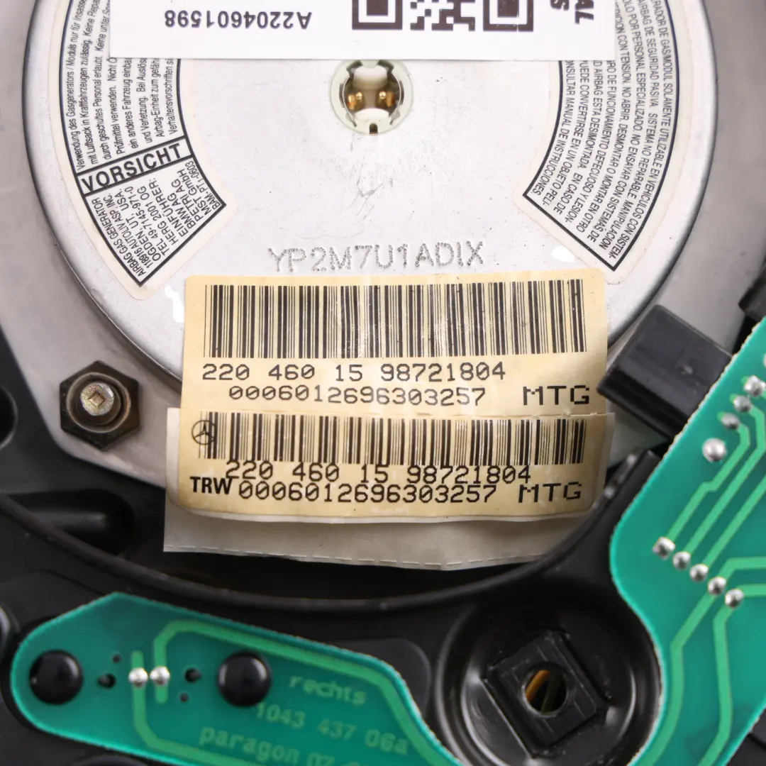 Mercedes C215 W220 Steering Wheel Air Module Driver's Side - SKU A2204601598 - Part number A2204601598
