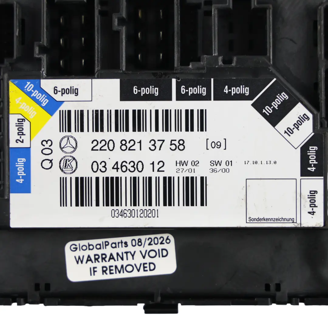 Mercedes W220 Panel Przełączników Fotela Pamięć Przedni Lewy - SKU A2208213758 - Numer Części A2208213758