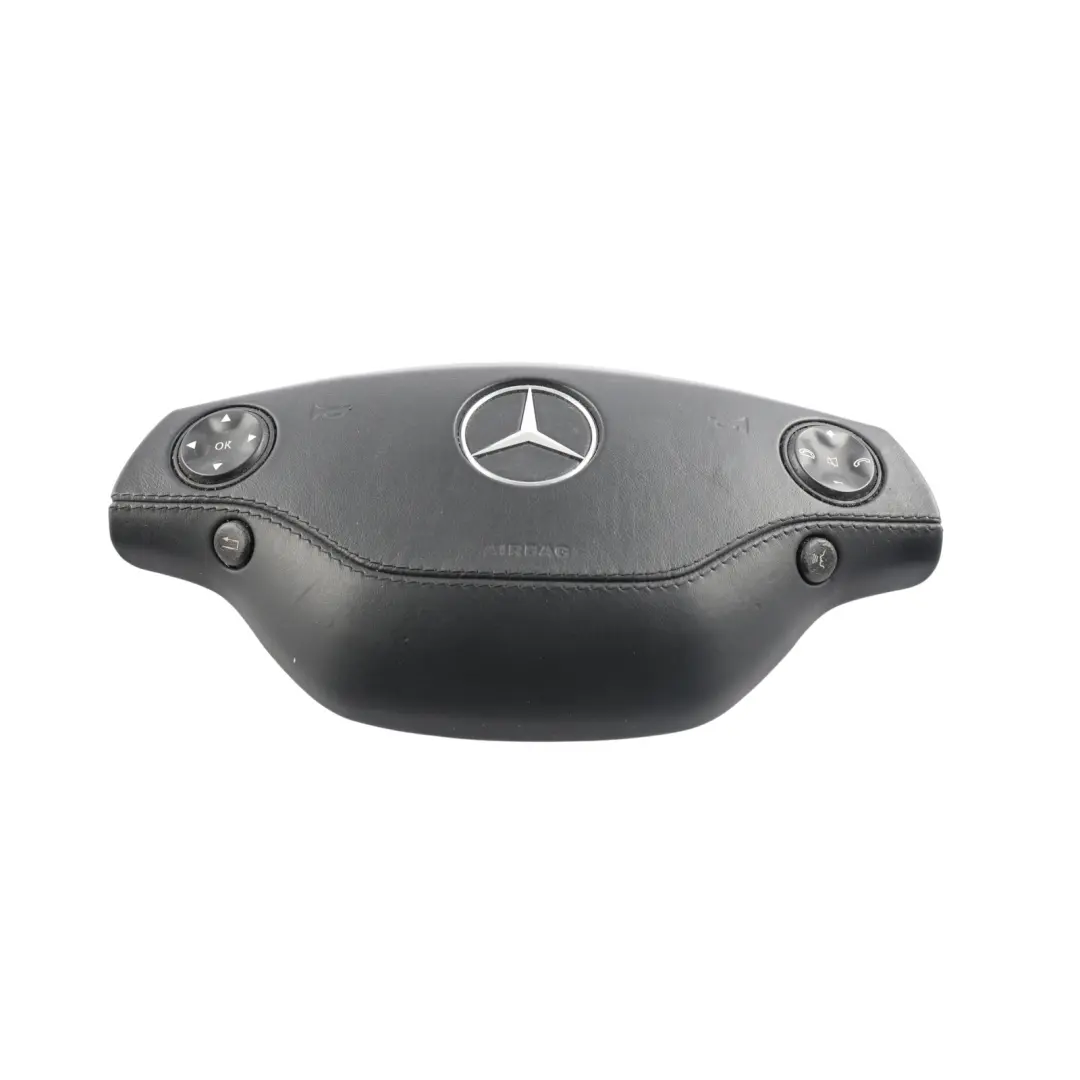 Mercedes W221 Steering Wheel Air Module Buttons Leather Black - SKU A2218600502 - Part number A2218600502