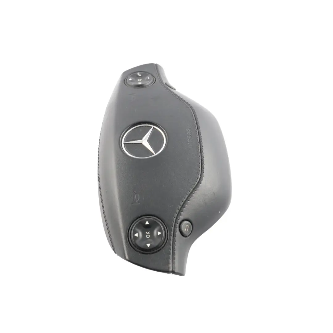 Mercedes W221 Steering Wheel Air Module Buttons Leather Black - SKU A2218600502 - Part number A2218600502