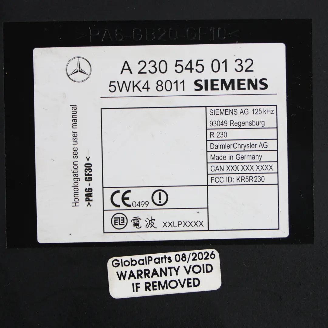 Mercedes C215 W220 R230 Moduł Sterownik Keyless Entry ECU - SKU A2305450132 - Numer Części A2305450132