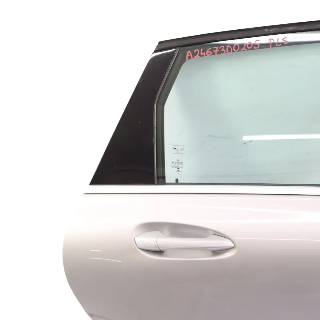 Door Rear Right O/S B-Class Polar Silver Metallic - 761 to Mercedes W246 with Part number A2467300205 Mercedes W246 Door Rear Right O/S B-Class Polar Silver Metallic - 761 - SKU A2467300205-PLS - Part number A2467300205