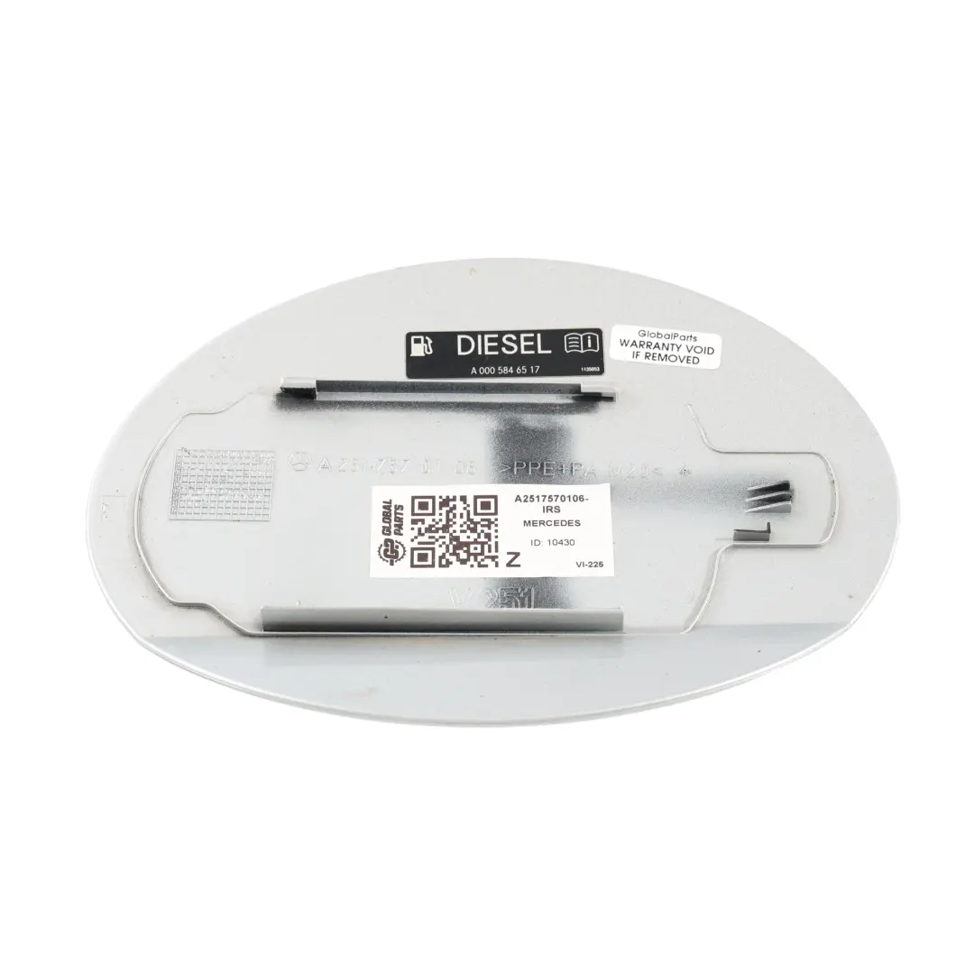 Flap Tank Cap Cover Iridium Silver Metallic - 775 to Mercedes W251 Fuel with Part number A2517570106 Mercedes W251 Fuel Flap Tank Cap Cover Iridium Silver Metallic - 775 - SKU A2517570106-IRS - Part number A2517570106