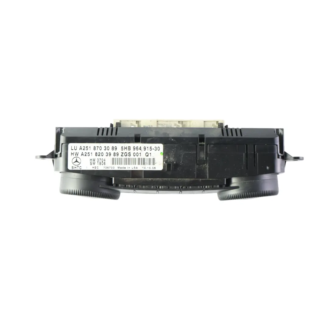 Heater Climate Control Unit A/C Switch Panel to Mercedes W251 with Part number A2518703089 Mercedes W251 Heater Climate Control Unit A/C Switch Panel - SKU A2518703089 - Part number A2518703089