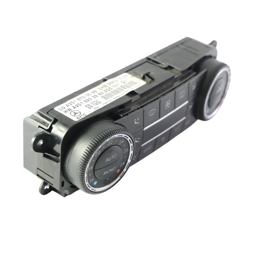 Heater Climate Control Unit A/C Switch Panel to Mercedes W251 with Part number A2518703089 Mercedes W251 Heater Climate Control Unit A/C Switch Panel - SKU A2518703089 - Part number A2518703089