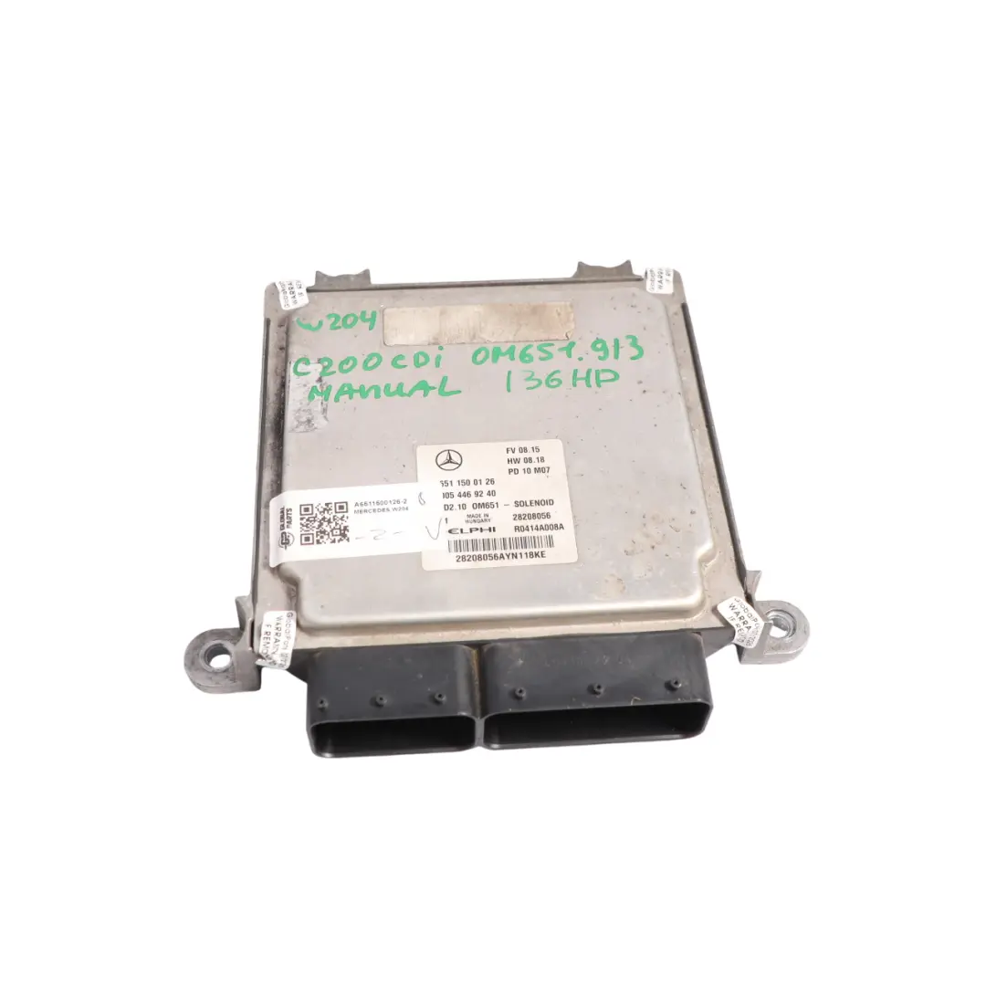 C200 CDI OM651.913 Engine ECU Kit Ignition Key Lock to Mercedes W204 with Part number A6511500126 Mercedes W204 C200 CDI OM651.913 Engine ECU Kit Ignition Key Lock - SKU A6511500126-2 - Part number A6511500126