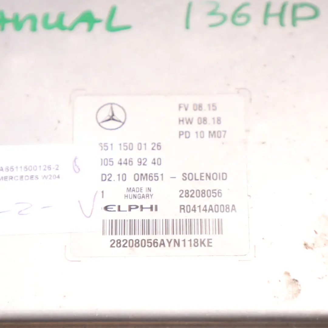 C200 CDI OM651.913 Engine ECU Kit Ignition Key Lock to Mercedes W204 with Part number A6511500126 Mercedes W204 C200 CDI OM651.913 Engine ECU Kit Ignition Key Lock - SKU A6511500126-2 - Part number A6511500126