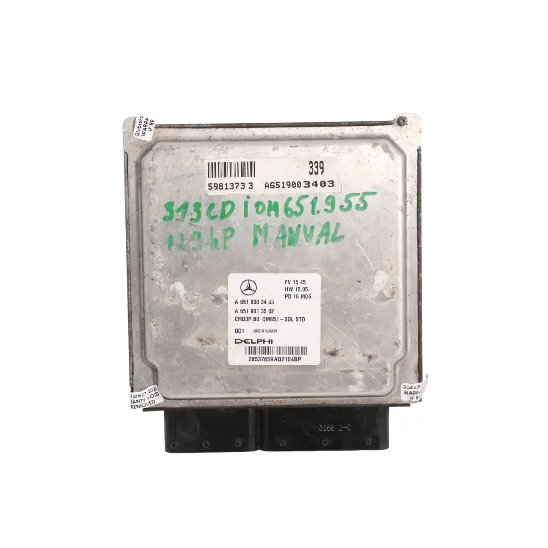 OM651 129H Engine Module ECU Kit Manual to Mercedes W906 313 CDI with Part number A6519003403 Mercedes W906 313 CDI OM651 129H Engine Module ECU Kit Manual - SKU A6519003403-5 - Part number A6519003403