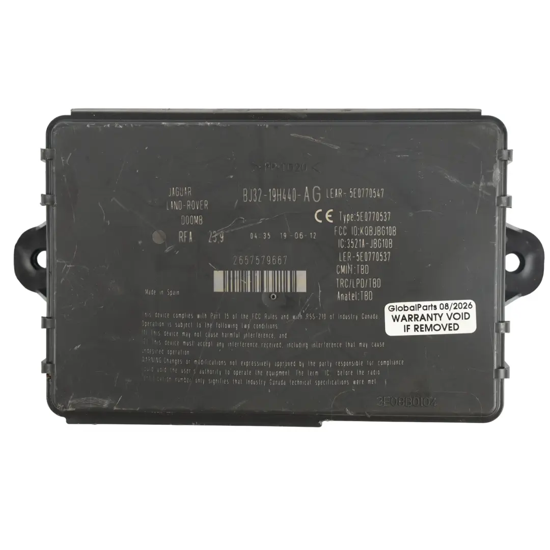 Range Rover Evoque L538 Keyless Entry Control Module Unit ECU - SKU BJ32-19H440-AG - Part number BJ32-19H440-AG