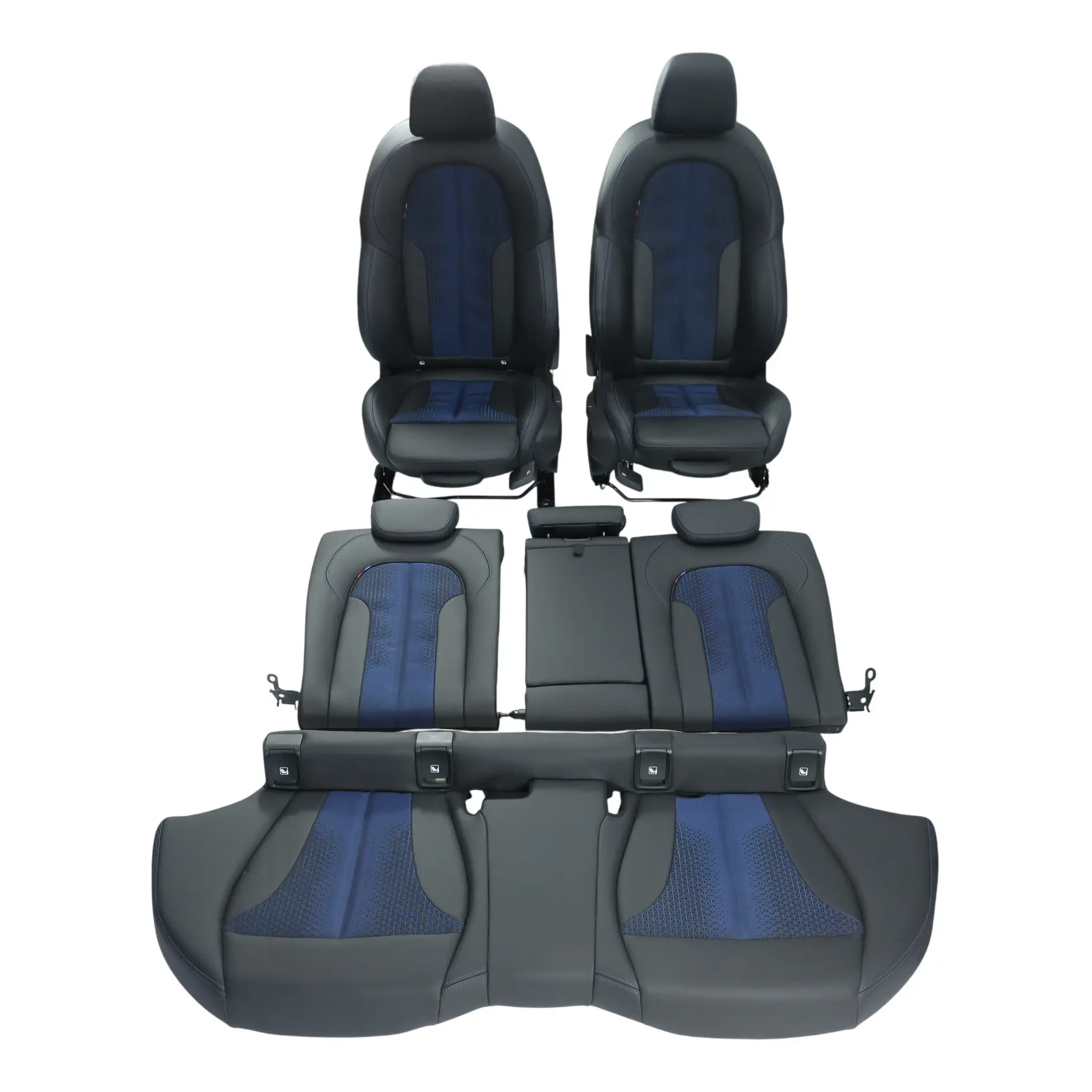 BMW F44 Front Rear Sport Seat Set Heated Imitation Leather Trigon Black Blue 