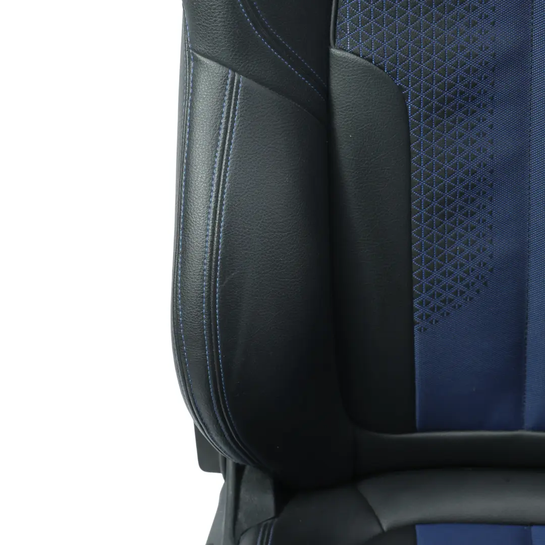 BMW F44 Front Rear Sport Seat Set Heated Imitation Leather Trigon Black Blue - SKU BMW-F44-GRAN-COUPE-SEATS-SET-SCHWARZ-BLAU - Part number BMW-F44-GRAN-COUPE-SEATS-SET-SCHWARZ-BLAU