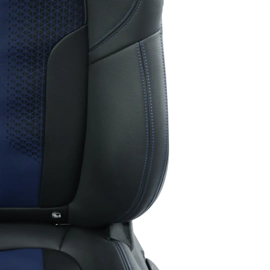 BMW F44 Front Rear Sport Seat Set Heated Imitation Leather Trigon Black Blue - SKU BMW-F44-GRAN-COUPE-SEATS-SET-SCHWARZ-BLAU - Part number BMW-F44-GRAN-COUPE-SEATS-SET-SCHWARZ-BLAU