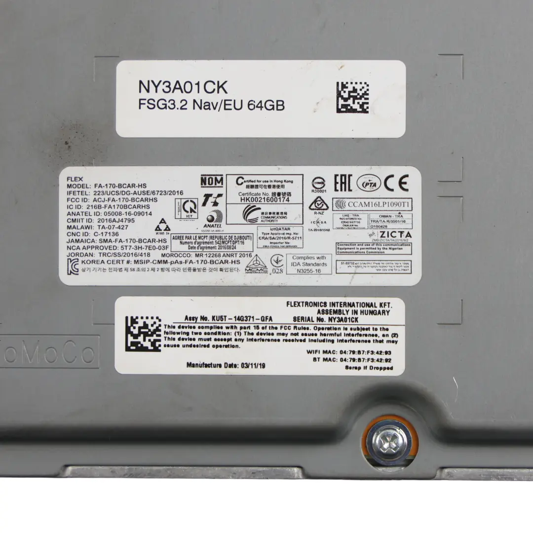 Mk8 Sat Nav Navigation Control Module Unit to Ford Fiesta St with Part number KU5T-14G371-GFA Ford Fiesta St Mk8 Sat Nav Navigation Control Module Unit - SKU KU5T-14G371-GFA - Part number KU5T-14G371-GFA