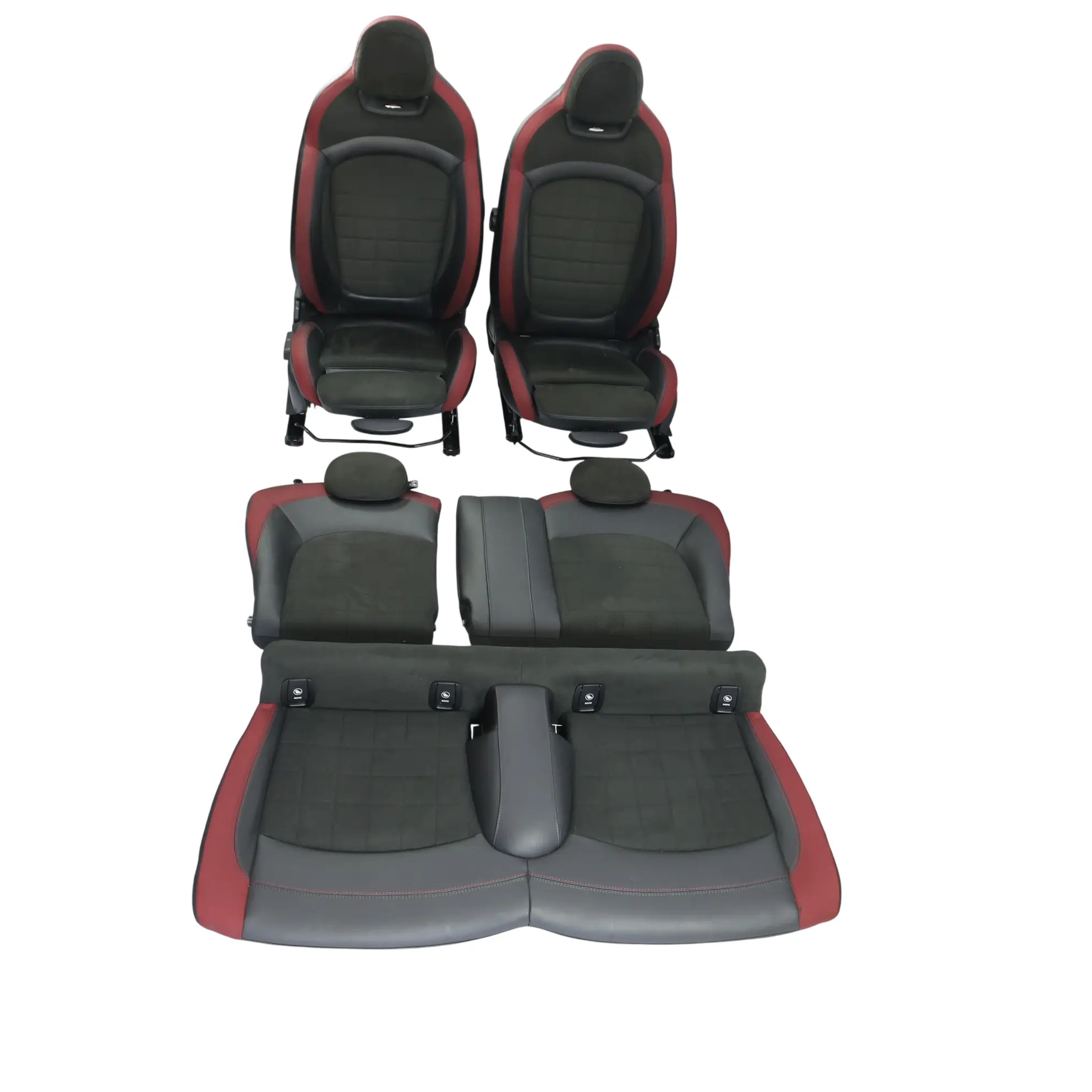 Seats Mini F56 John Cooper Works Heated Sport Dinamica Leather Black Red GSE1