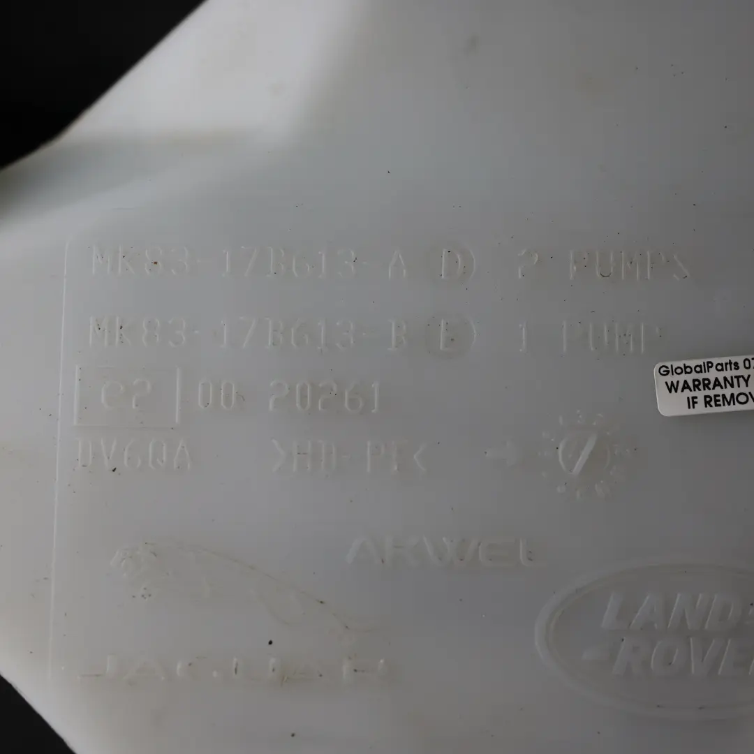 Serbatoio Lavavetri per Land Rover Range Rover Velar L560 con numero di parte MK83-17B613-BE Land Rover Range Rover Velar L560 Serbatoio Lavavetri - SKU MK83-17B613-BE - Numero di parte MK83-17B613-BE