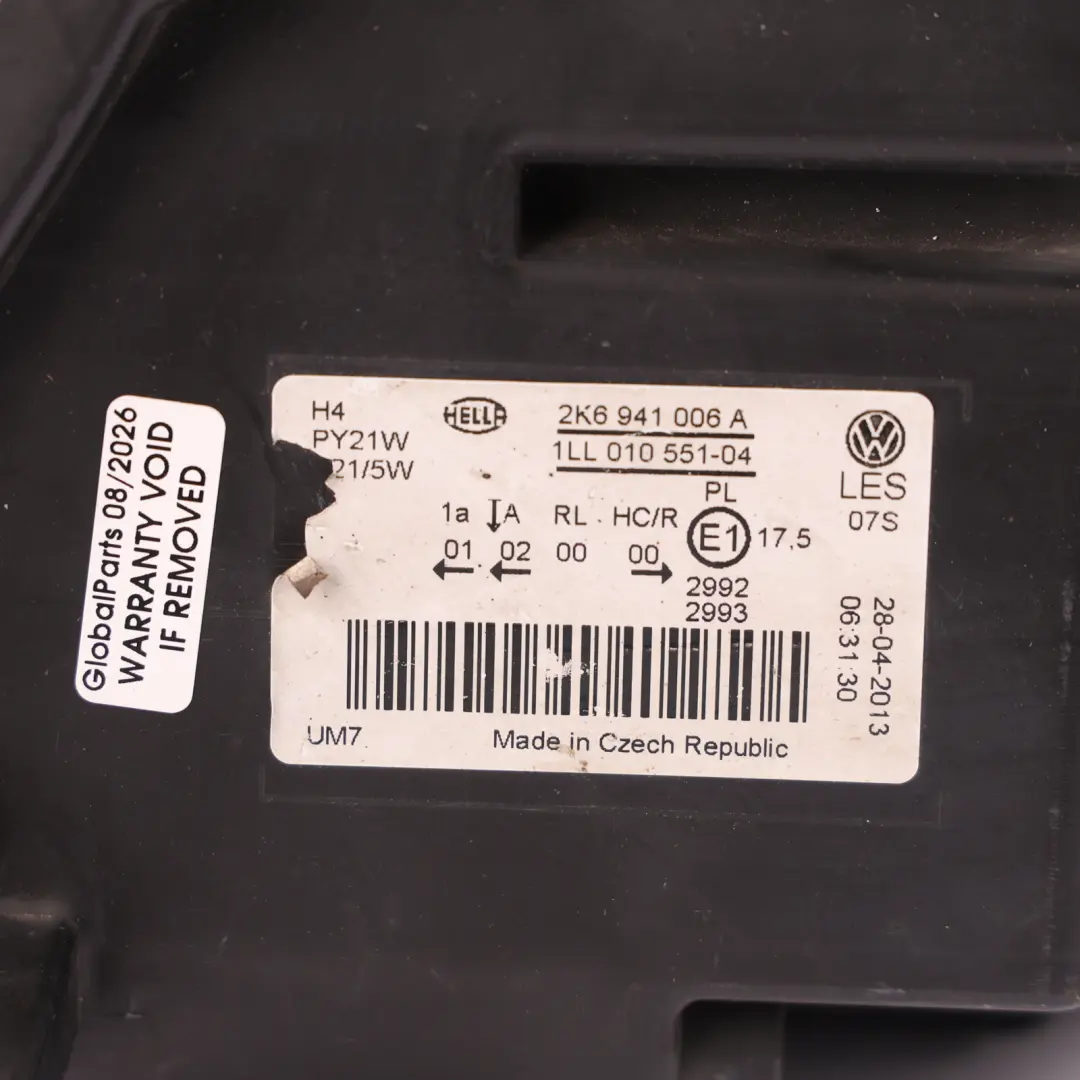 Volkswagen Caddy 2K Headlight Headlamp Front Right O/S Lamp - SKU RHD-2K6941006A-1 - Part number 2K6941006A