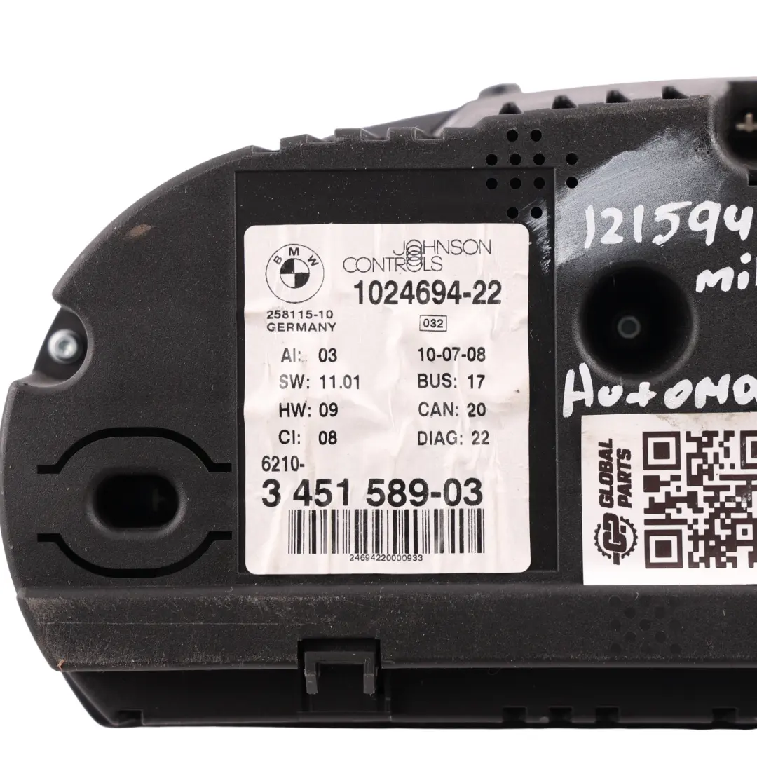 Instrument Cluster Speedo Clocks Diesel Automatic to BMW X3 E83 LCI with Part number 3451589 BMW X3 E83 LCI Instrument Cluster Speedo Clocks Diesel Automatic - SKU RHD-3451589 - Part number 3451589
