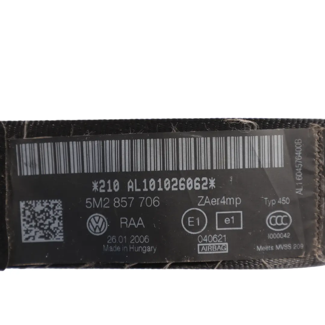 Volkswagen Golf Plus 5M Seat Belt Front Right Driver O/S Side - SKU RHD-5M2857706 - Part number 5M2857706