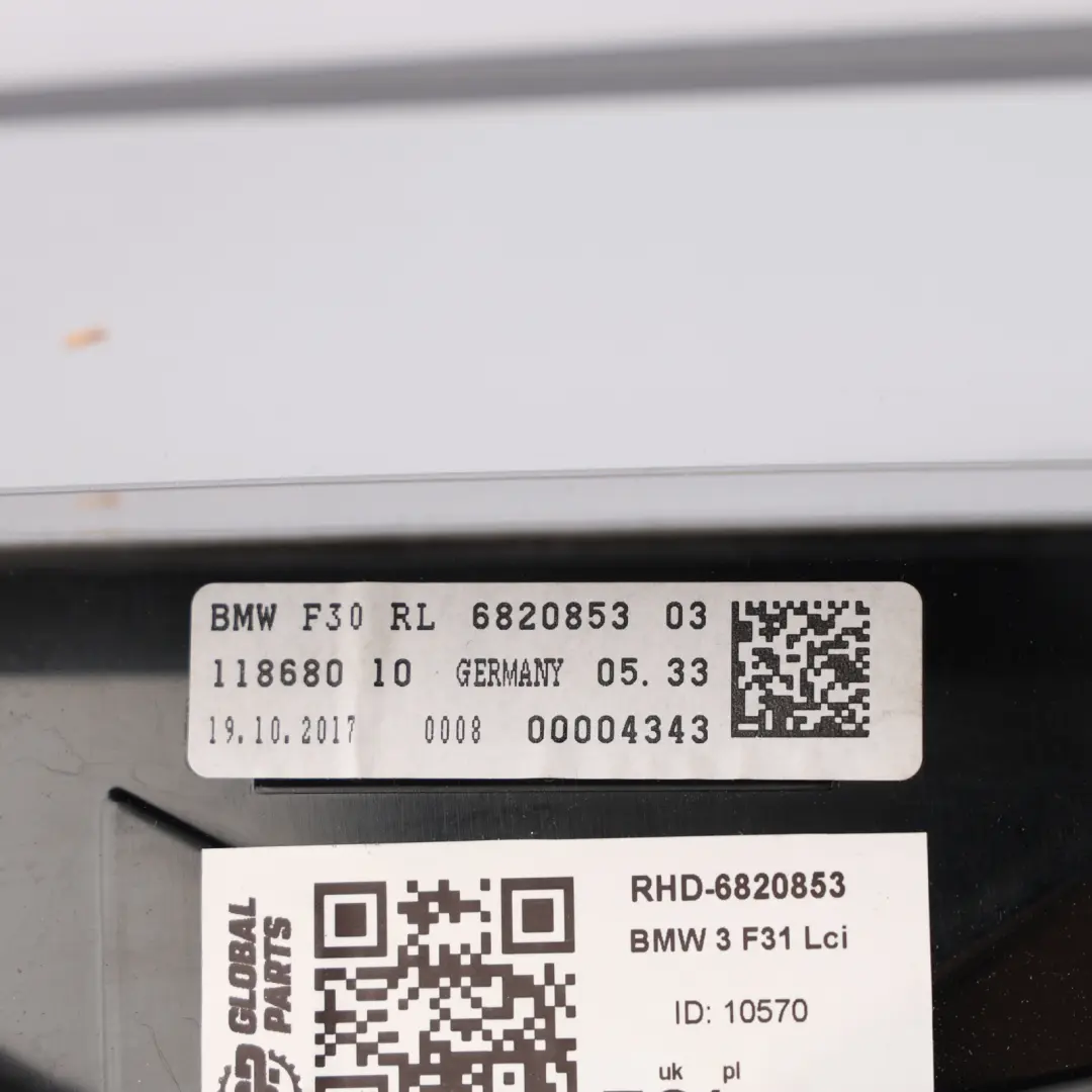BMW F30 F31 F80 M3 Dashboard Head Up Display HUD Screen Head Unit - SKU RHD-6820853 - Part number 6820853