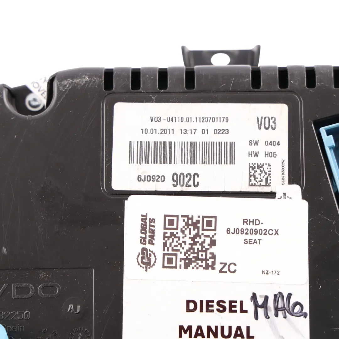 Seat Ibiza 6J FR Speedometer Instrument Cluster Speedo Diesel Manual - SKU RHD-6J0920902CX - Part number 6J0920902CX