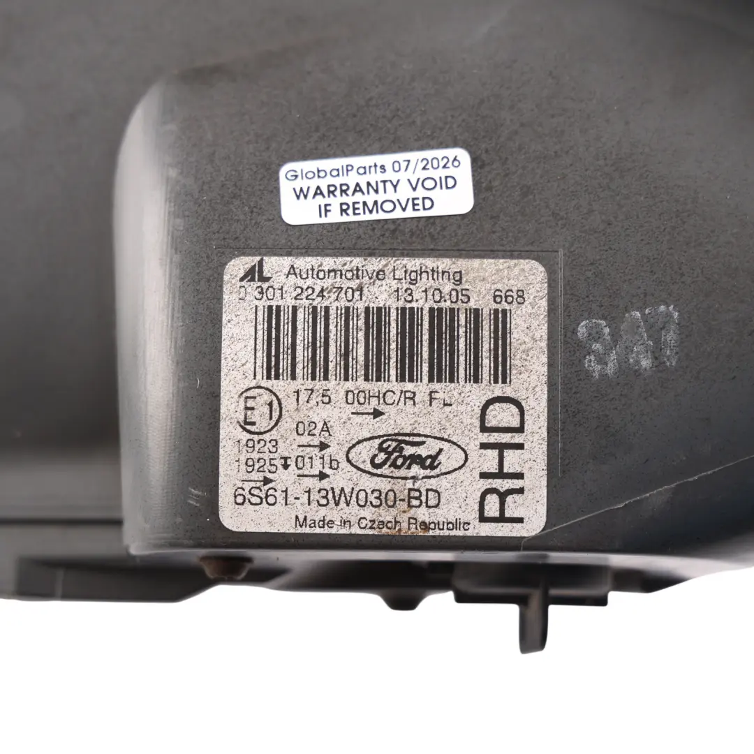 Ford Fiesta Mk6 Front Headlight Headlamp Light Lamp Left N/S - SKU RHD-6S61-13W030-BD - Part number 6S61-13W030-BD
