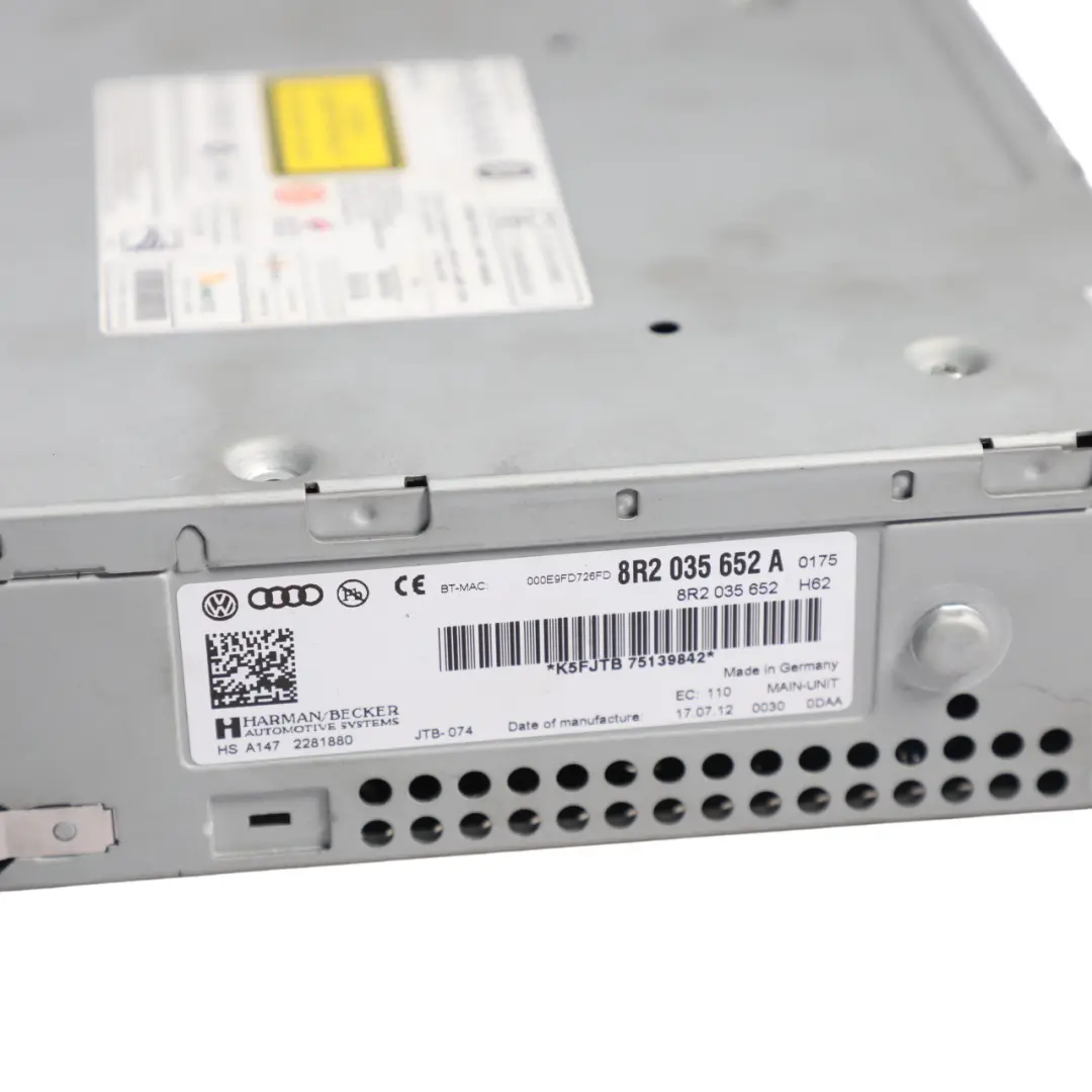 Audi A4 B8 A5 8T Multimedia Sat Nav MMI 3G Radio Player Unit Harman - SKU RHD-8R2035652A-1 - Part number 8R2035652A