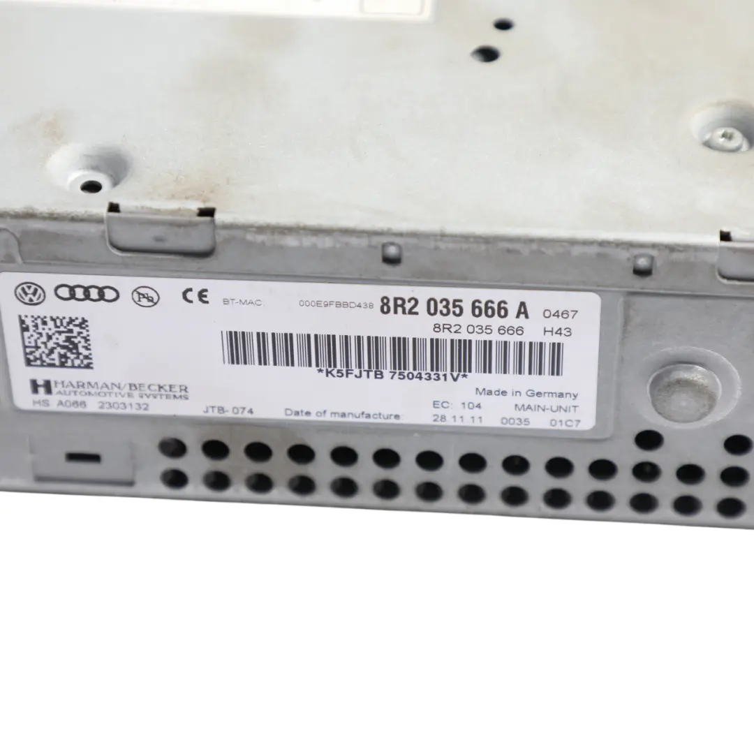 Audi A4 B8 A5 8T MMI Radio Sat Nav Head Unit Harman - SKU RHD-8R2035666A - Part number 8R2035666A