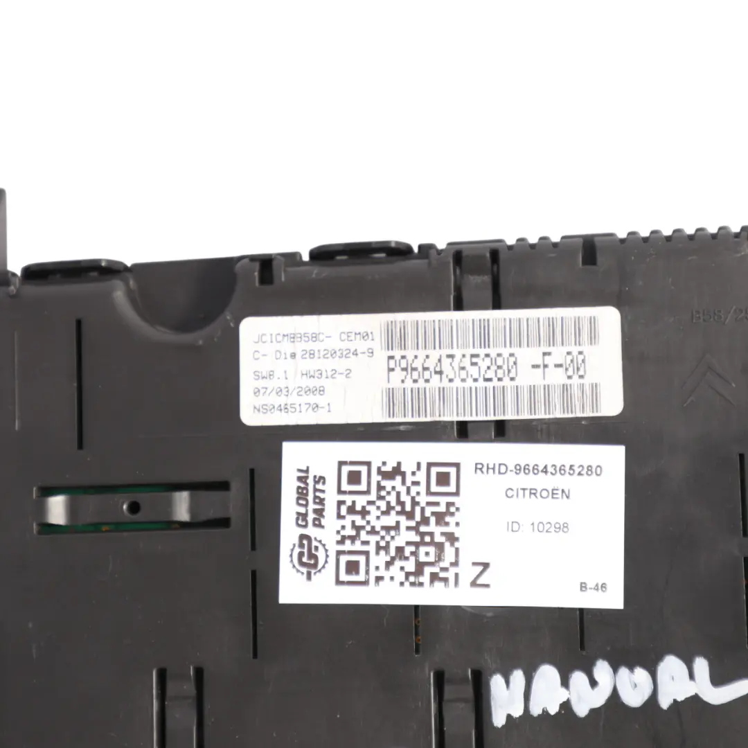 Instrument Cluster Digital Diesel Manual to Citroën C4 Grand Picasso with Part number 9664365280 Citroën C4 Grand Picasso Instrument Cluster Digital Diesel Manual - SKU RHD-9664365280 - Part number 9664365280