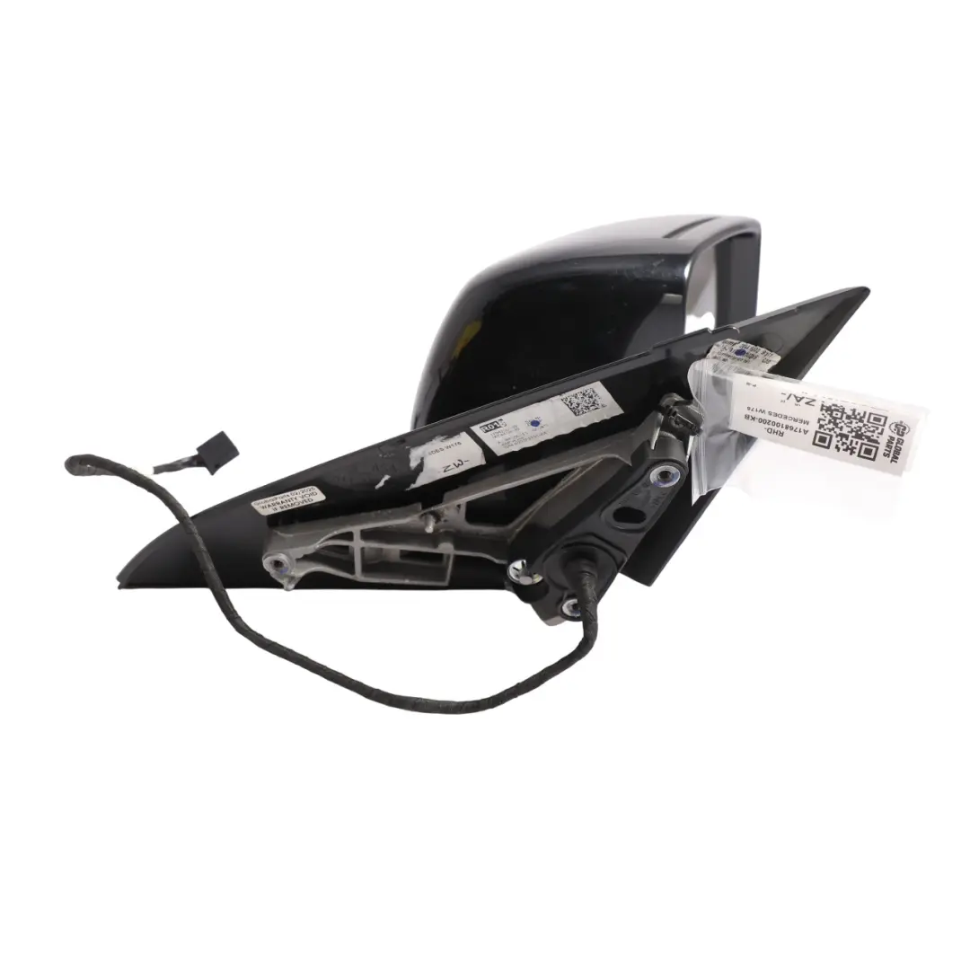 Mercedes W176 Door Wing Mirror Outside Power Fold Right O/S Kosmos Black - 191 - SKU RHD-A1768100200-KB - Part number A1768100200