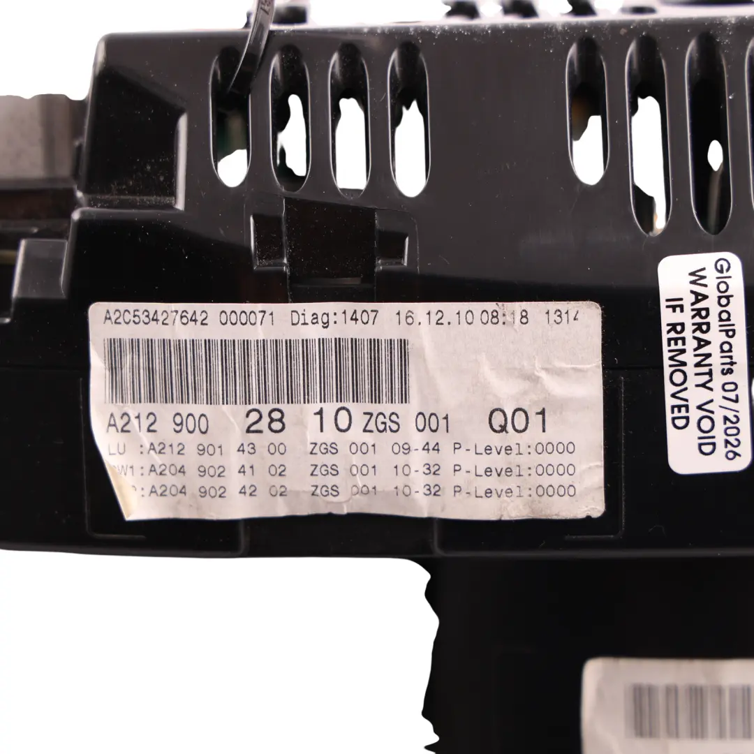 Mercedes A207 C207 Instrument Cluster Speedometer Diesel Automatic - SKU RHD-A2129002810 - Part number A2129002810