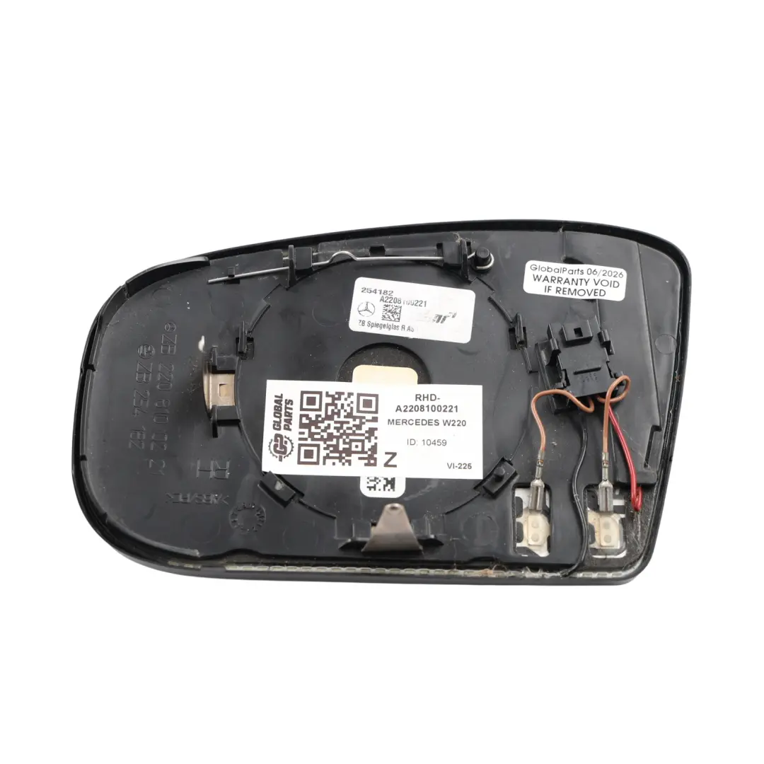 Wing Mirror Glass Heated Dimming Right O/S to Mercedes CL C215 W220 with Part number A2208100221 Mercedes CL C215 W220 Wing Mirror Glass Heated Dimming Right O/S - SKU RHD-A2208100221 - Part number A2208100221