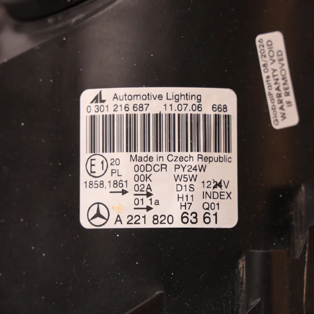 Mercedes W221 Front Headlight Headlamp Light Lamp Left N/S Side - SKU RHD-A2218206361 - Part number A2218206361
