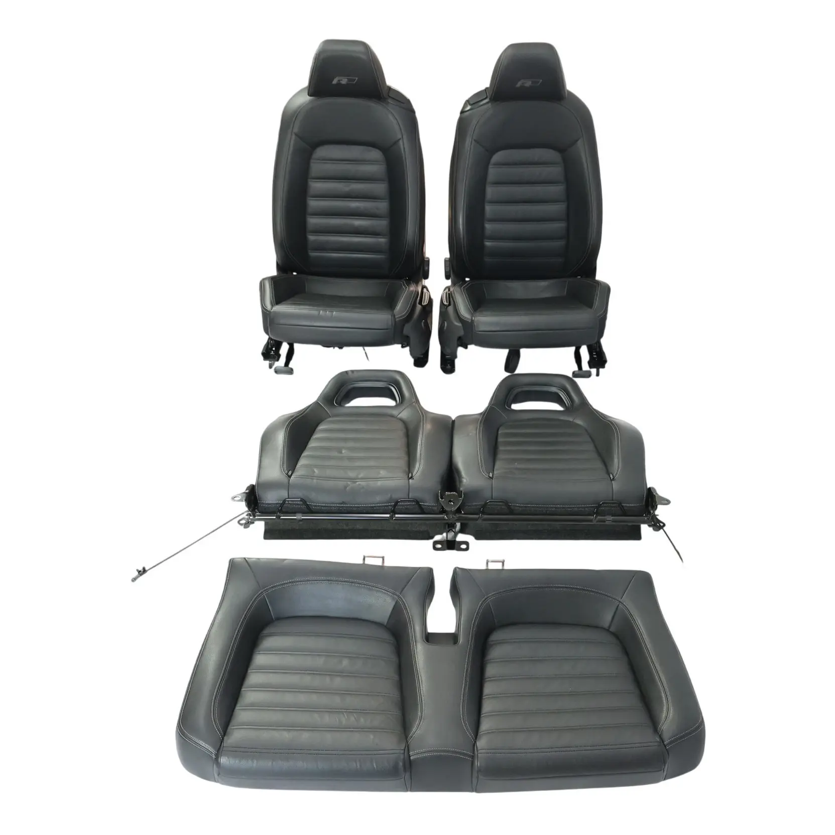 Volkswagen Scirocco Mk3 Black Leather Heated Seat Set Front Rear Seats R-Line