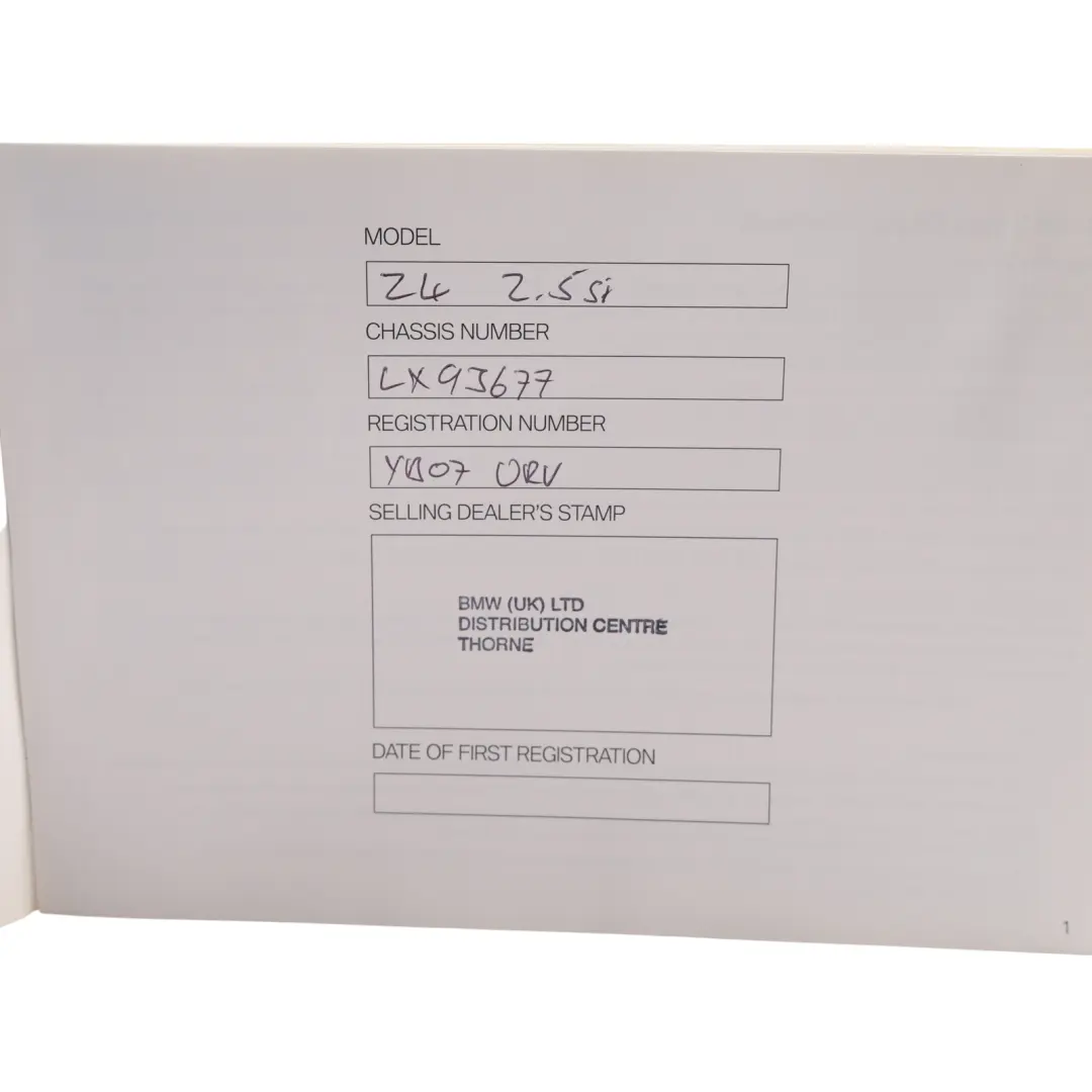BMW Z4 E85 Owner's Handbook Book Booklet Instructions Manual Case Wallet - SKU 0013244 - Part number 0013244