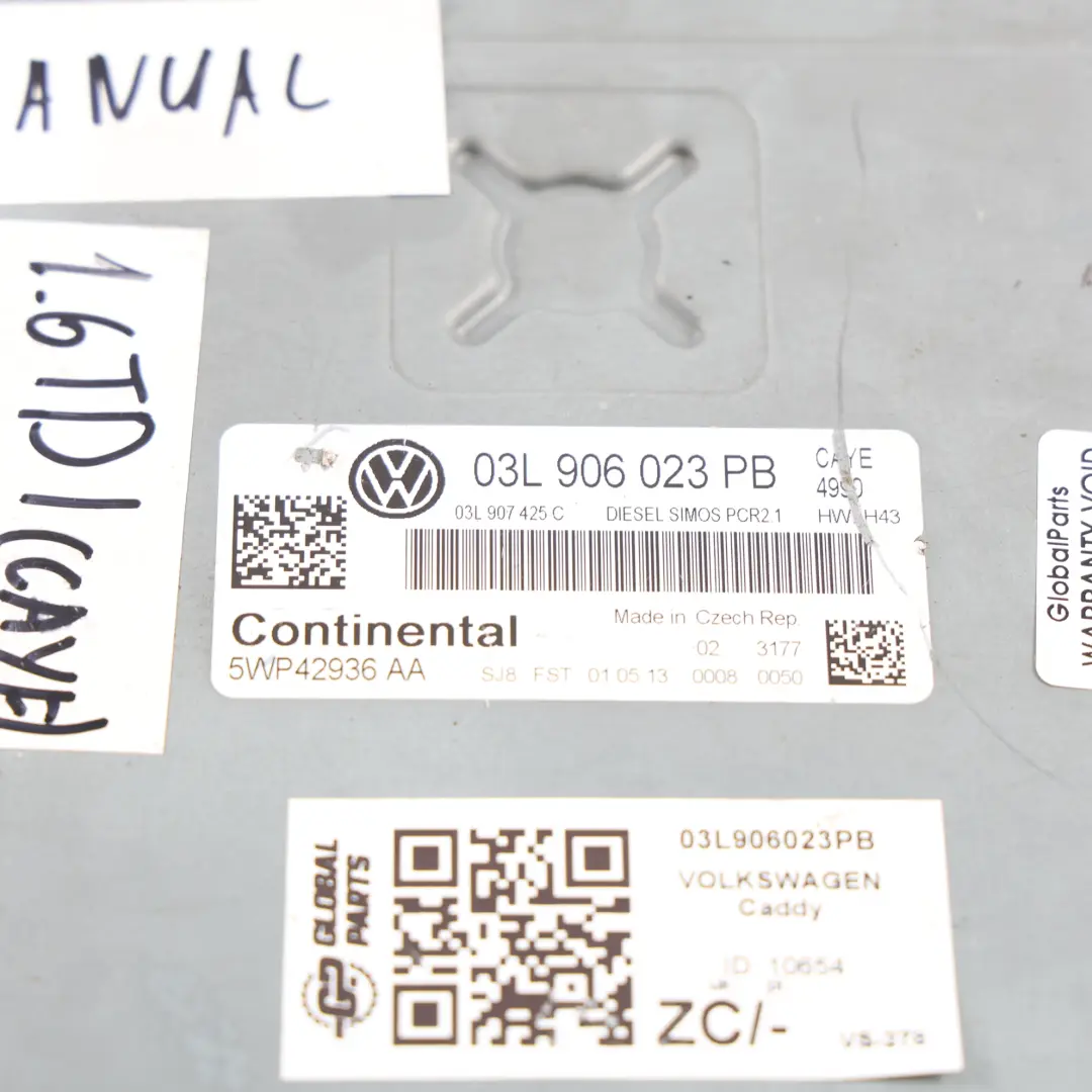 Volkswagen Caddy MK2 1.6 TDI 75HP UCE Control Motor Manual - SKU 03L906023PB - Número de pieza 03L906023PB