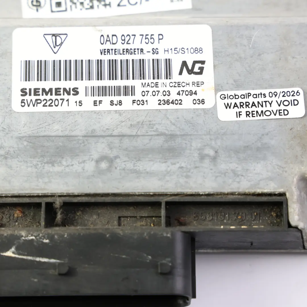 Porsche Cayenne 9PA 955 Sterownik Skrzyni Rozdzielczej Reduktora - SKU 0AD927755P - Numer Części 0AD927755P