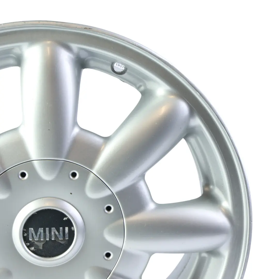 Silber Alu Felge 15" 5,5J ET:45 8-Speiche 82 für Mini Cooper One R50 R52 mit Teilenummer 1512347 Mini Cooper One R50 R52 Silber Alu Felge 15" 5,5J ET:45 8-Speiche 82 - SKU 1512347-2 - Teilenummer 1512347