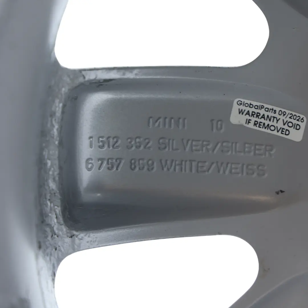 Alloy Rim 17" ET:48 7J S-Spoke 85 to Mini Cooper R50 R55 R56 R57 R58 R59 Wheel with Part number 1512352 Mini Cooper R50 R55 R56 R57 R58 R59 Wheel Alloy Rim 17" ET:48 7J S-Spoke 85 - SKU 1512352-2 - Part number 1512352