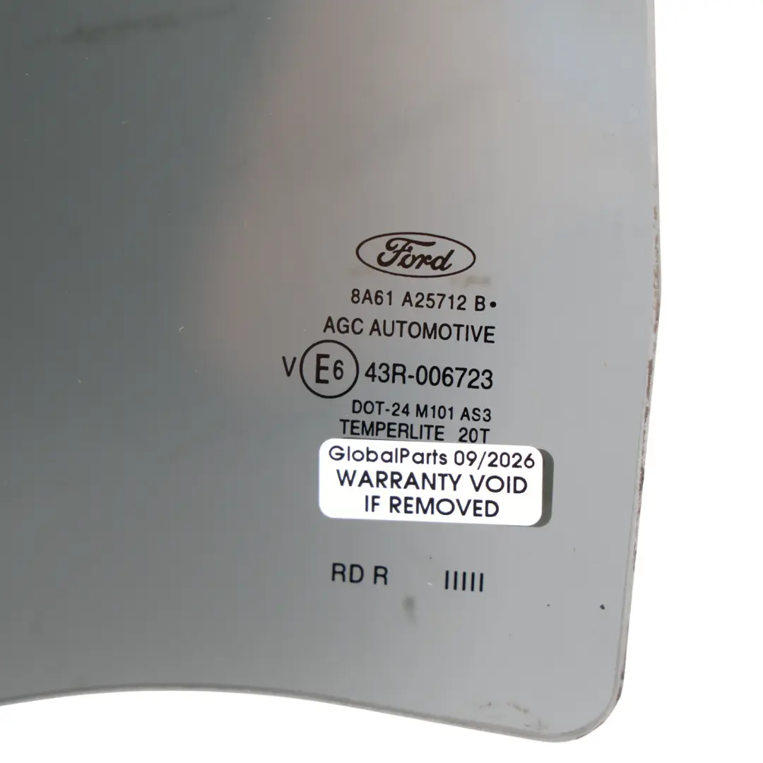 Window Glass Right O/S Glazing Tinted AS3 8A61-A25712-B to Ford Fiesta MK7 Rear with Part number 1591457 Ford Fiesta MK7 Rear Window Glass Right O/S Glazing Tinted AS3 8A61-A25712-B - SKU 1591457 - Part number 1591457