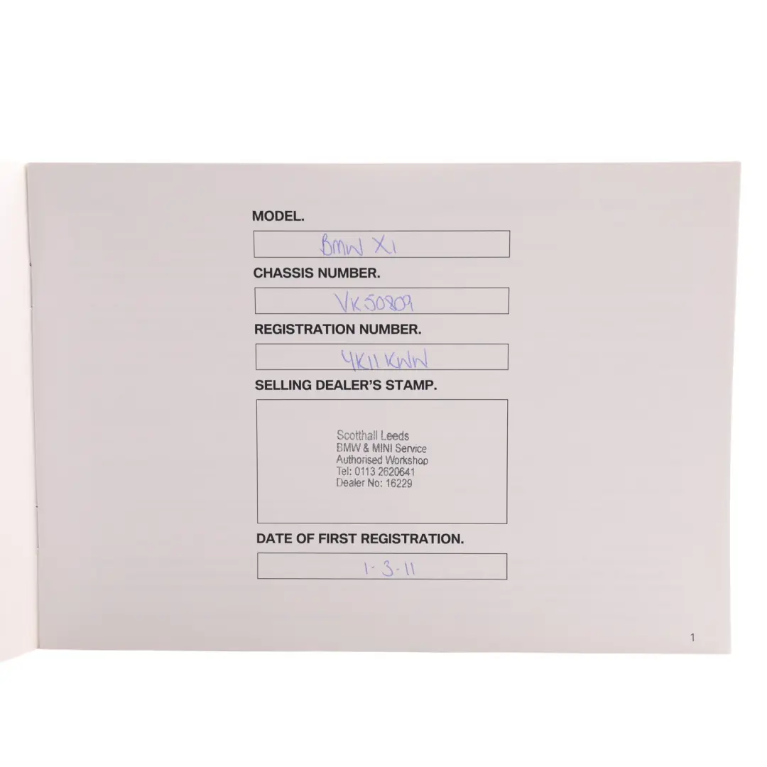 Owner's Handbook Book Booklet Instructions Manual Case Wallet to BMW X1 E84 with Part number 2605891 BMW X1 E84 Owner's Handbook Book Booklet Instructions Manual Case Wallet - SKU 2605891 - Part number 2605891