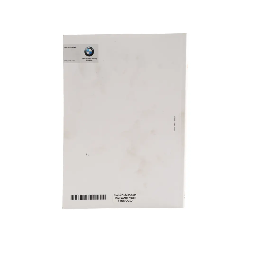 BMW F30 Saloon Service Booklet Owner's Handbook Instructions Book - SKU 2903816 - Part number 2903816