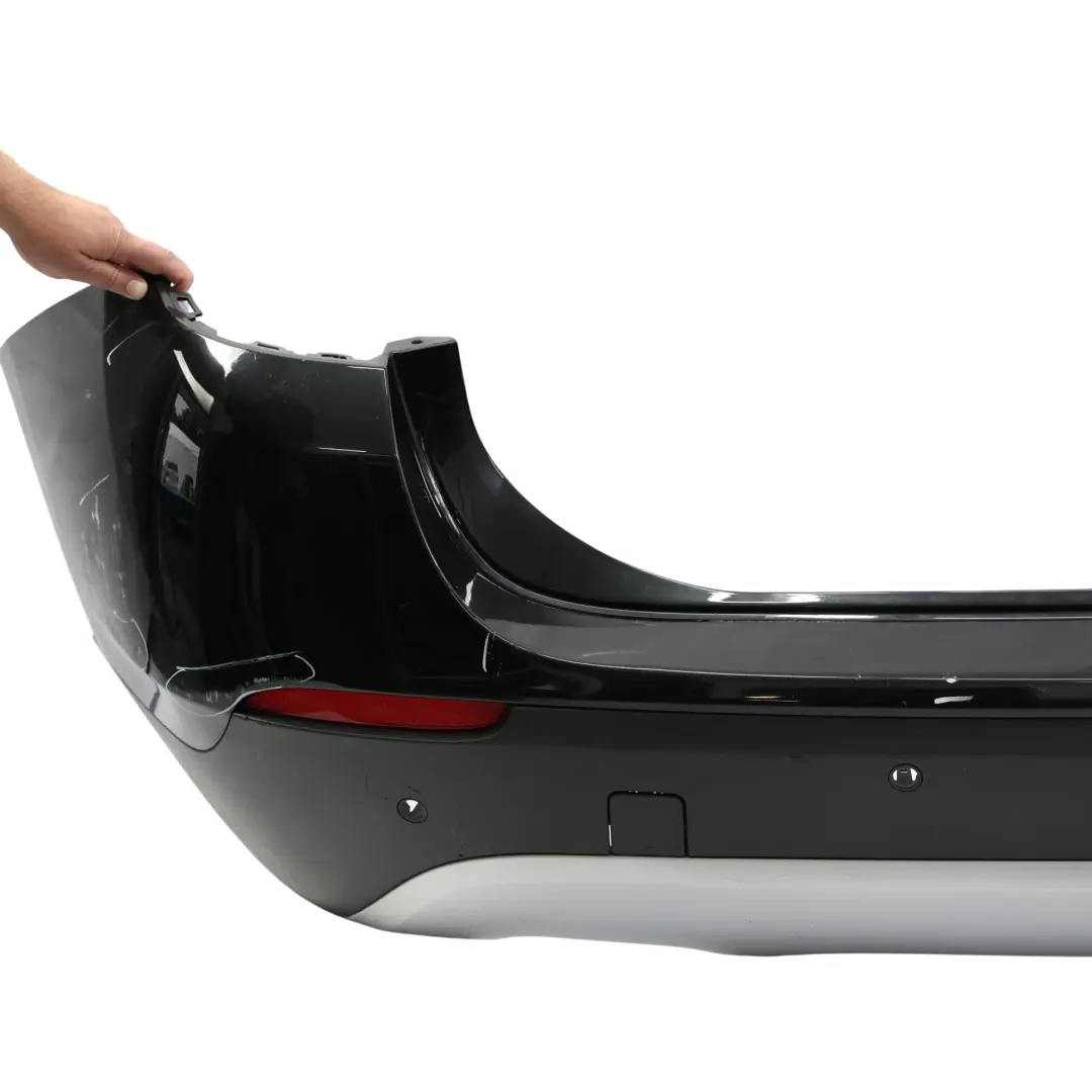 Complete Rear Bumper Trim Panel PDC Black Sapphire Metallic - 475 to BMW X1 E84 with Part number 2993568 BMW X1 E84 Complete Rear Bumper Trim Panel PDC Black Sapphire Metallic - 475 - SKU 2993568-BS1 - Part number 2993568