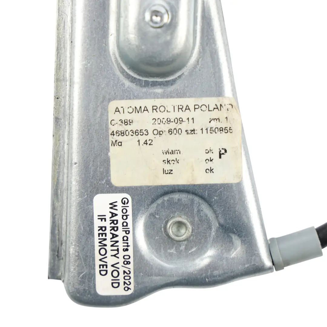 Mk2 Rear Door Window Regulator Lifter Right O/S Manual to Fiat Panda with Part number 46803653 Fiat Panda Mk2 Rear Door Window Regulator Lifter Right O/S Manual - SKU 46803653 - Part number 46803653