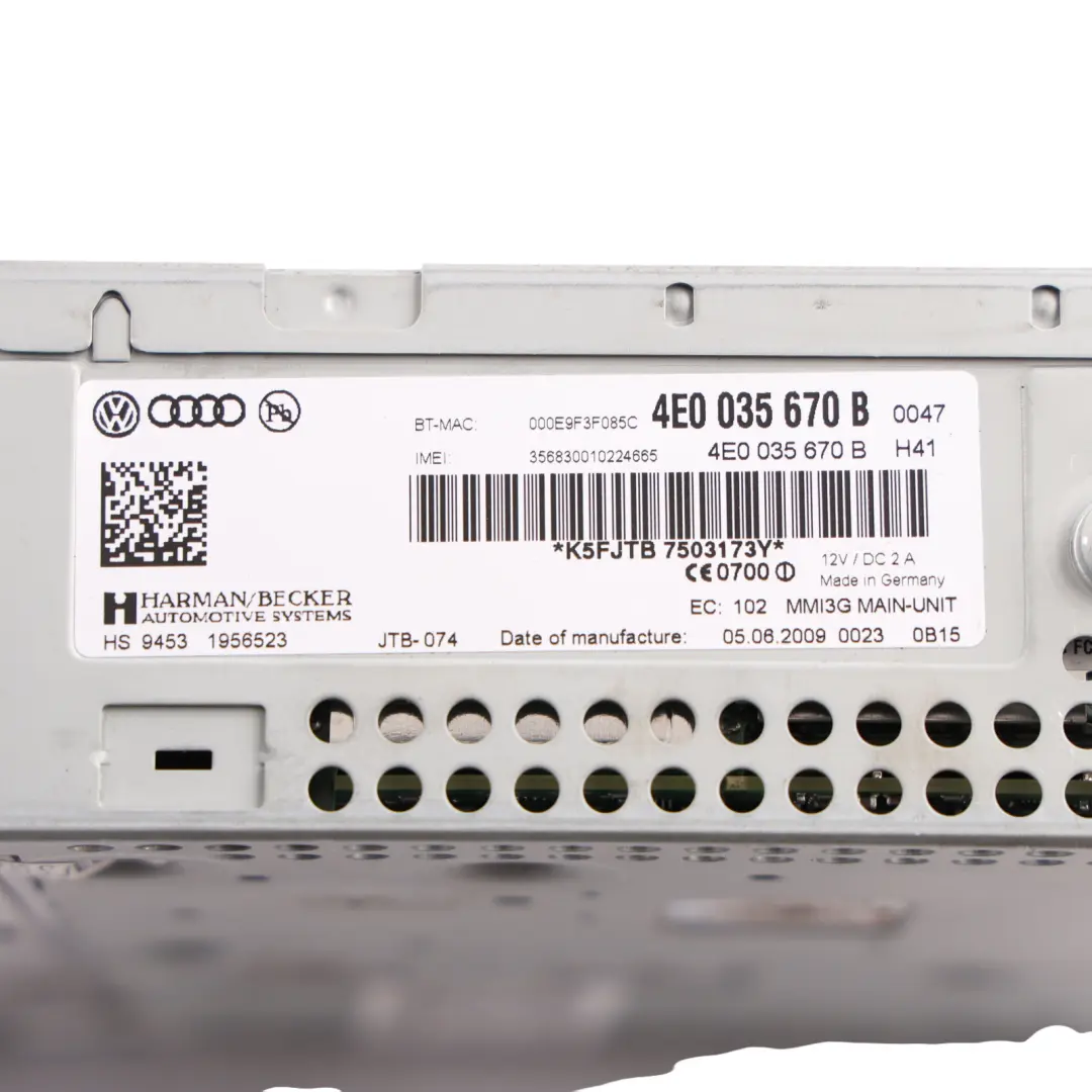 MMI Multimedia Radio Navigation Control Head Unit to Audi A8 D4 with Part number 4E0035670B Audi A8 D4 MMI Multimedia Radio Navigation Control Head Unit - SKU 4E0035670B - Part number 4E0035670B