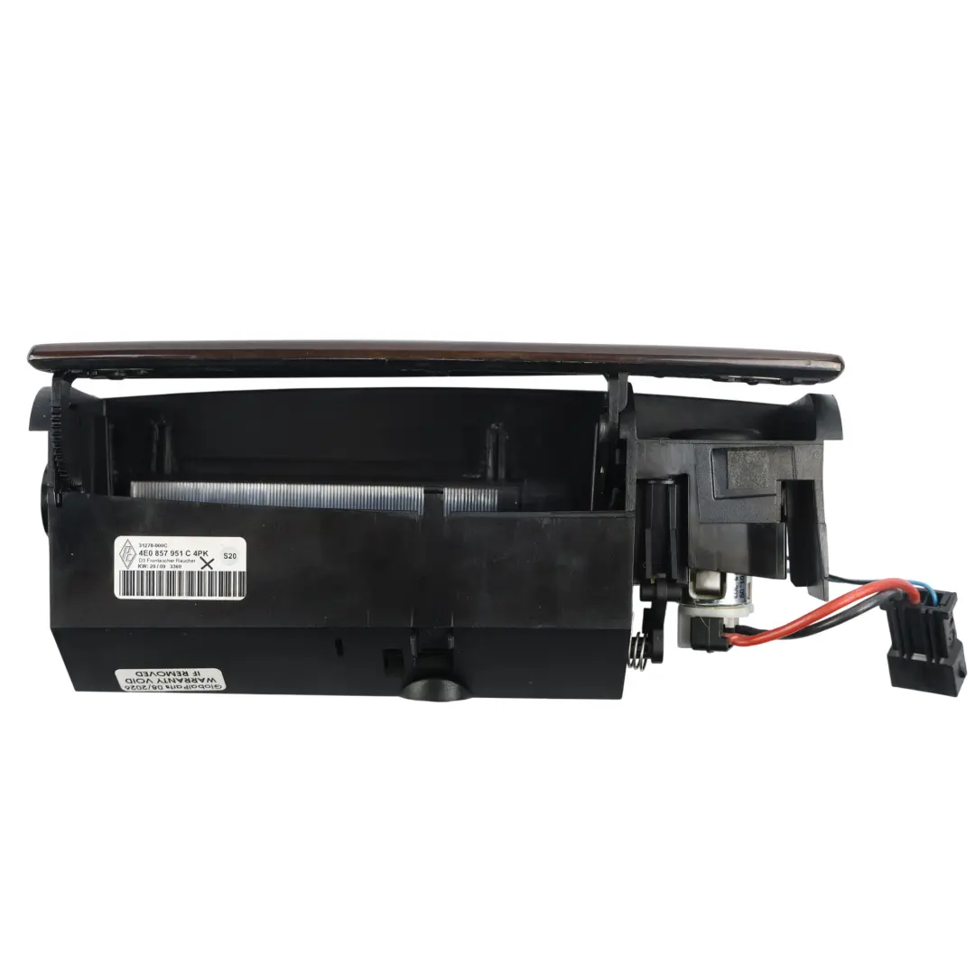 Audi A8 D3 Console Centrale Avant Cendrier Rangement Noir Soul - SKU 4E0857951C - Numéro de pièce 4E0857951C
