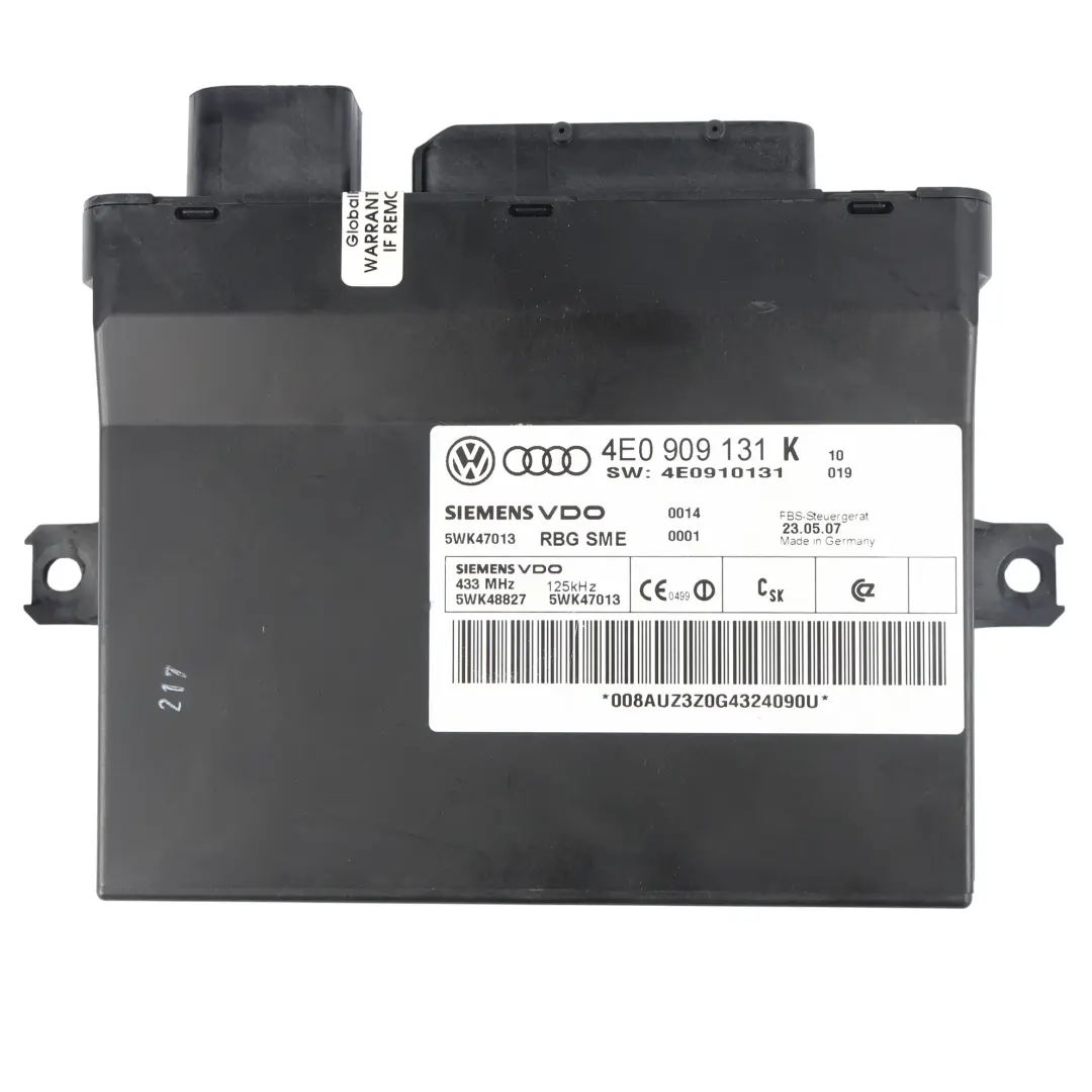 Moduł Sterownik Kessy Keyless 3.0 Diesel ASB do Audi A8 D3 o numerze 4E0909131K Audi A8 D3 Moduł Sterownik Kessy Keyless 3.0 Diesel ASB - SKU 4E0909131K - Numer Części 4E0909131K