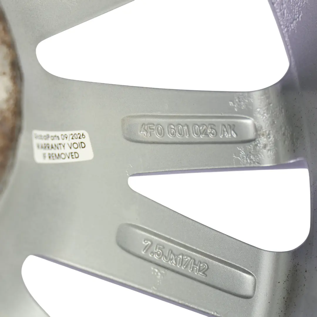 Alloy Rim 17" 7,5J ET:45 to Audi A4 B6 B7 Silver Wheel with Part number 4F0601025AK Audi A4 B6 B7 Silver Wheel Alloy Rim 17" 7,5J ET:45 - SKU 4F0601025AK-1 - Part number 4F0601025AK