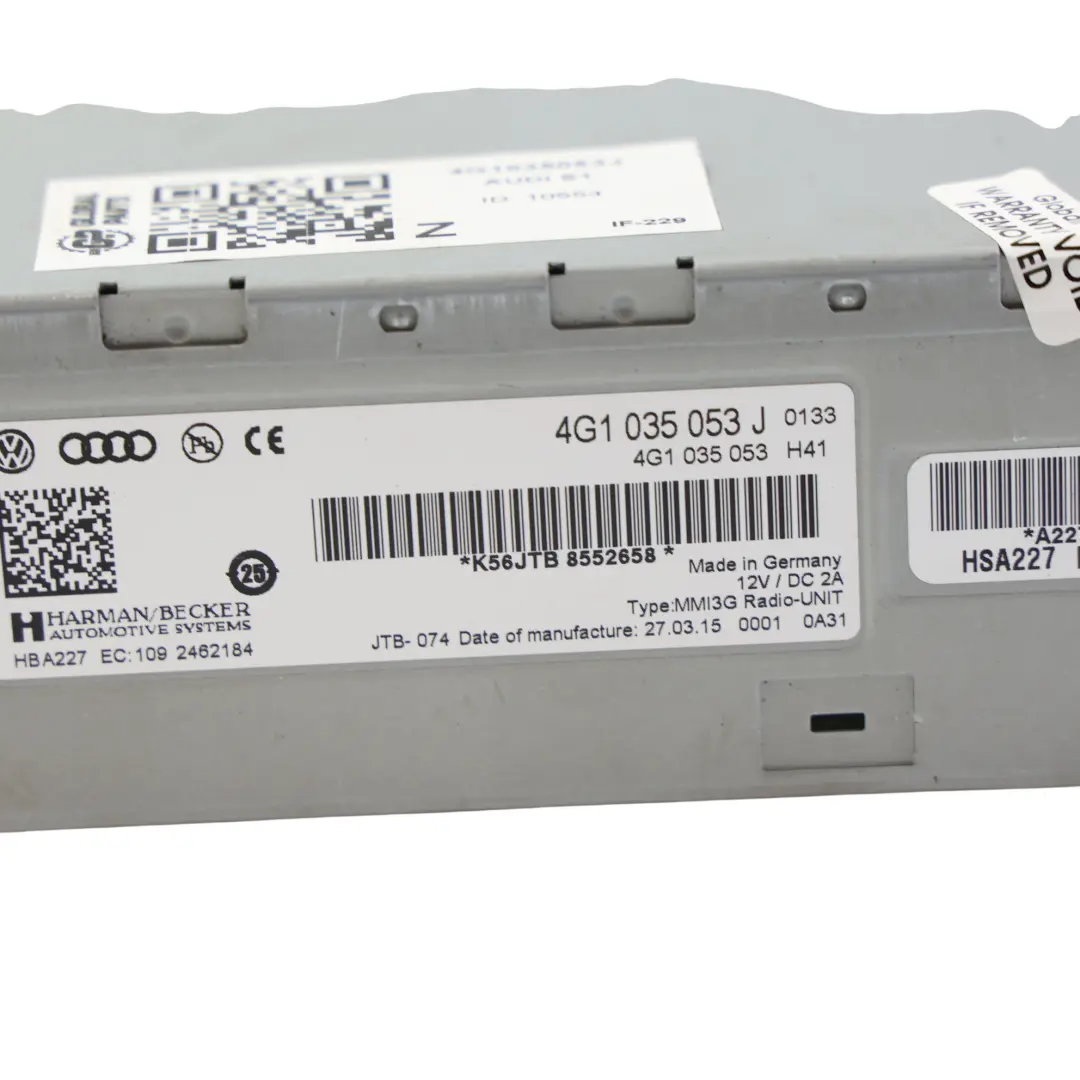 Audi A1 8X A4 B9 Radio Unidad Estéreo Audio Módulo Controlador - SKU 4G1035053J - Número de pieza 4G1035053J
