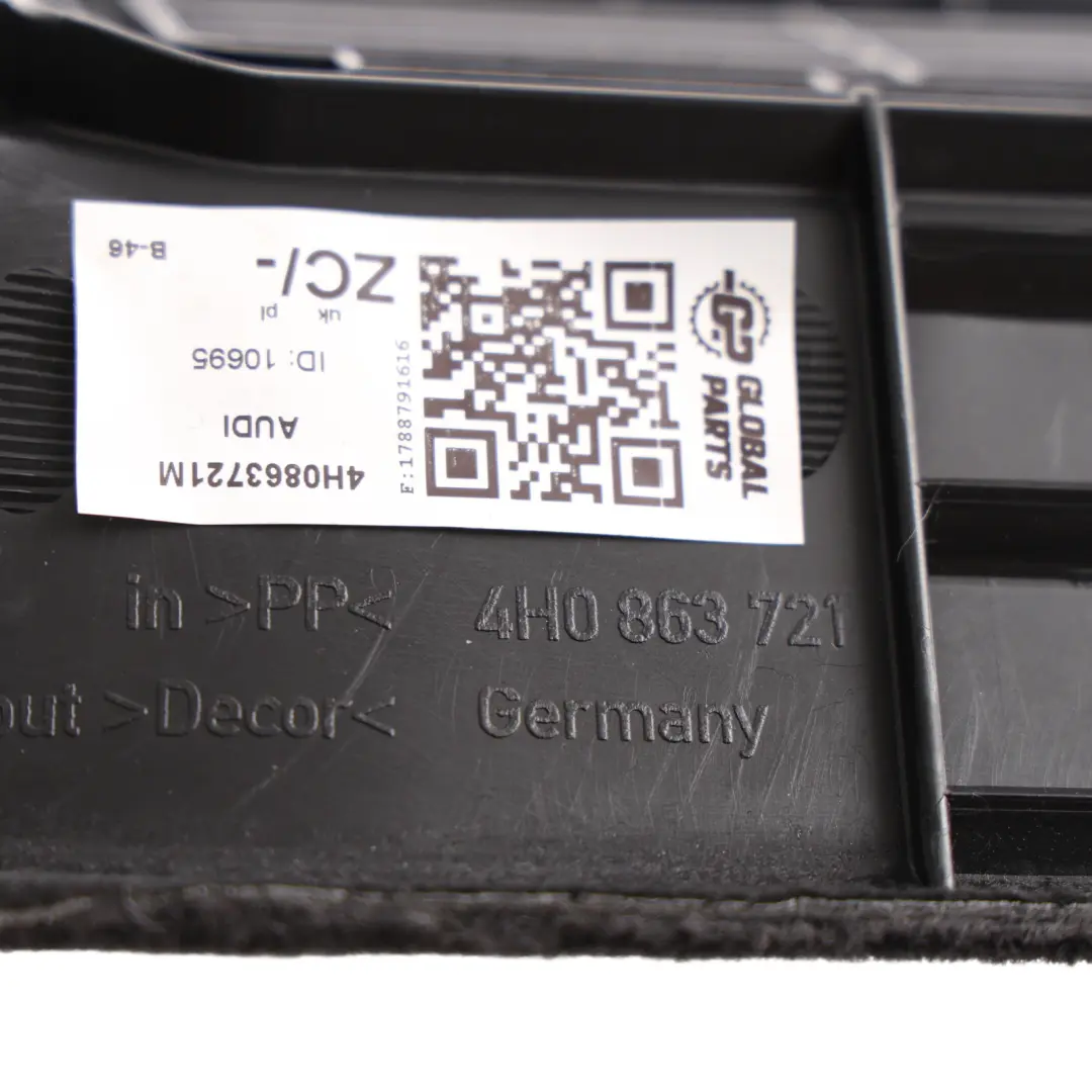 Audi A8 S8 4H D4 Trunk Boot Luggage Compartment Trim Cover Panel - SKU 4H0863721M - Part number 4H0863721M